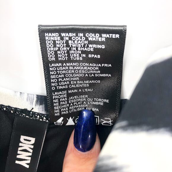 DKNY Ruffle One-piece Swimsuit Size 10 Black White Zebra Tummy Control NWT - Picture 10 of 12